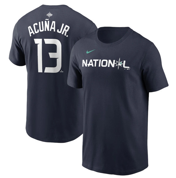Men's Atlanta Braves #13 Ronald Acu?a Jr. Navy 2023 All-Star Name & Number T-Shirt