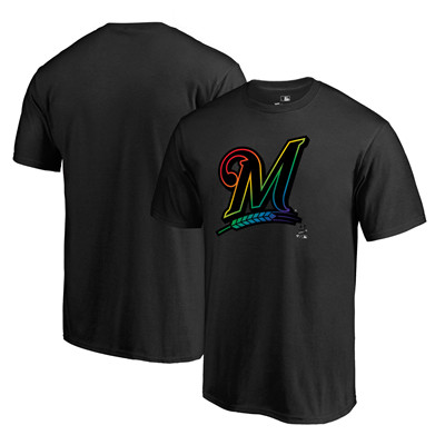 Men's Milwaukee Brewers Fanatics Branded Black Big Tall Pride T-Shirt