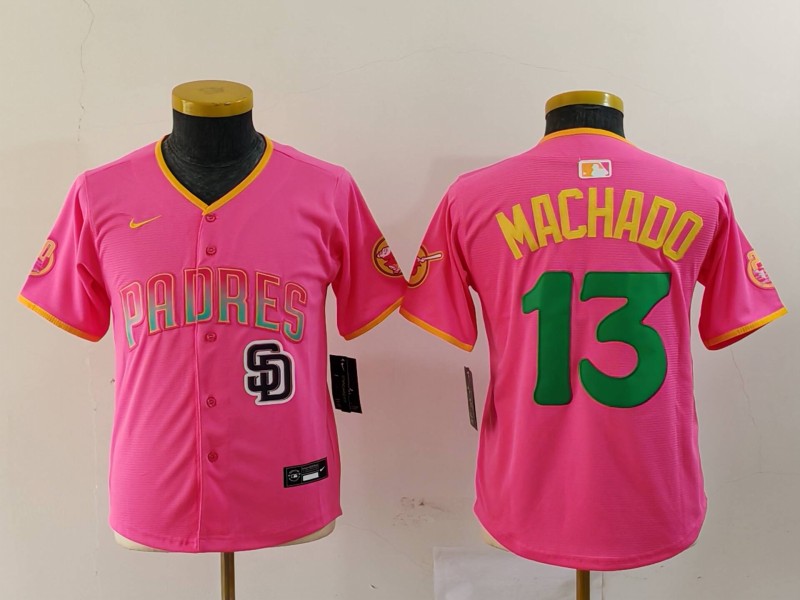 Youth San Diego Padres #3 Jackson Merrill Pink Stitched Baseball Jersey 4