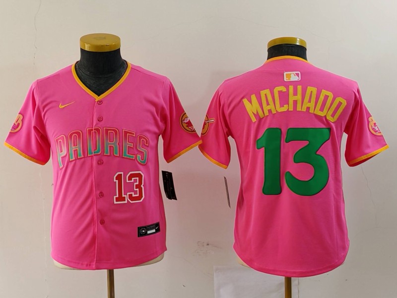Youth San Diego Padres #3 Jackson Merrill Pink Stitched Baseball Jersey 3