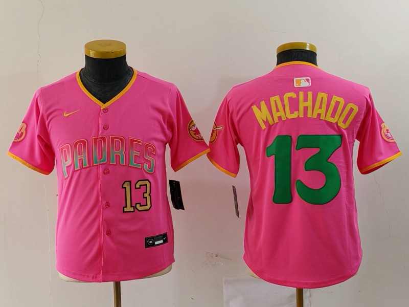Youth San Diego Padres #3 Jackson Merrill Pink Stitched Baseball Jersey 2