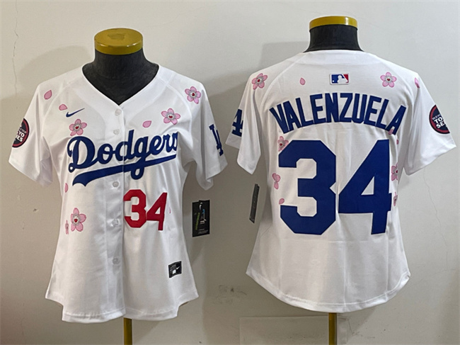 Youth Los Angeles Dodgers #34 Fernando Valenzuela White 2025 Tokyo Series Limited Stitched Baseball Jersey