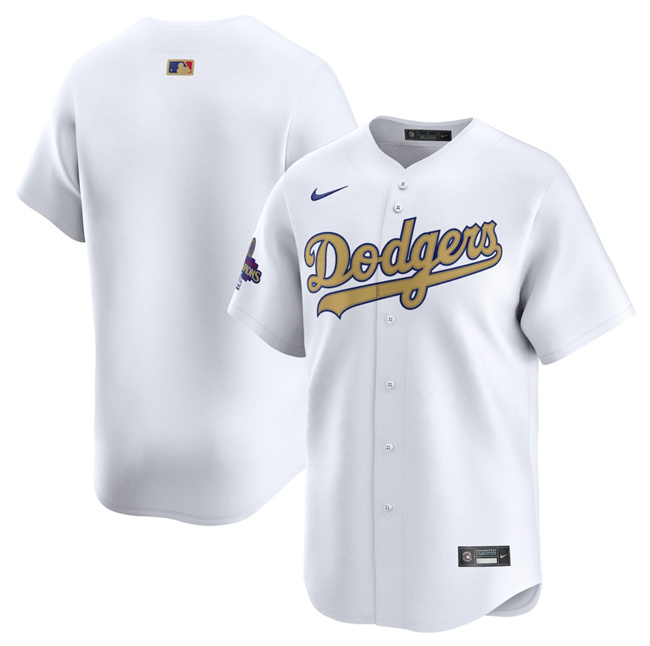 Youth Los Angeles Dodgers Blank White 2025 Gold Collection Limited Stitched Baseball Jersey