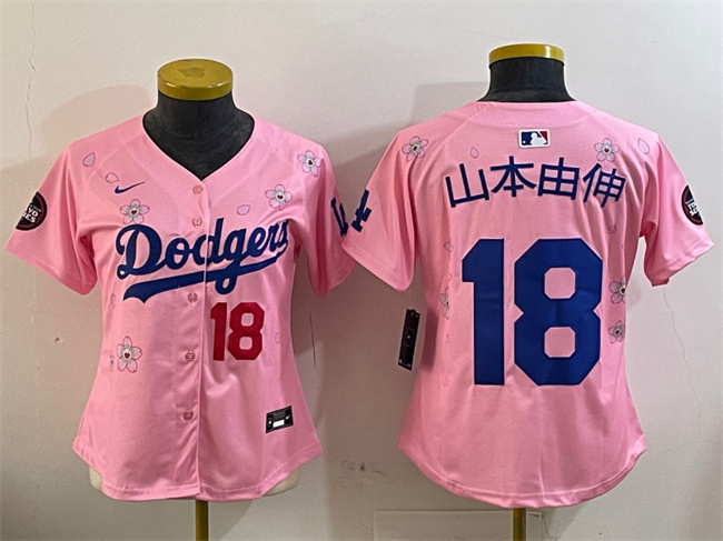 Youth Los Angeles Dodgers #18 山本由伸 Pink 2025 Tokyo Series Limited Stitched Baseball Jersey
