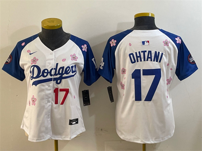 Youth Los Angeles Dodgers #17 Shohei Ohtani White Royal 2025 Tokyo Series Limited Stitched Baseball Jersey