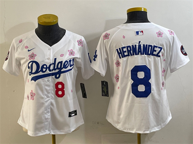 Youth Los Angeles Dodgers #8 Enrique Hernández White 2025 Tokyo Series Limited Stitched Baseball Jersey