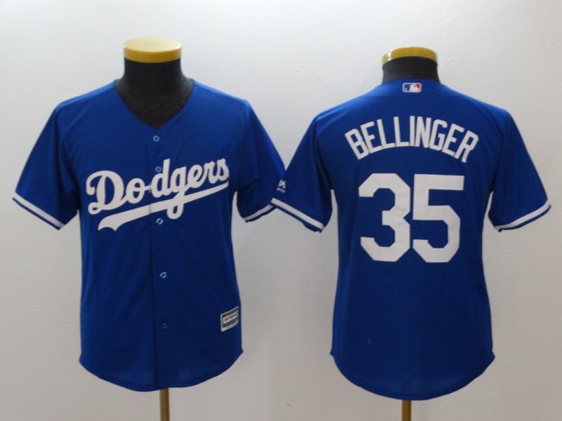 Youth Dodgers 35 Cody Bellinger Blue Youth Cool Base Jersey