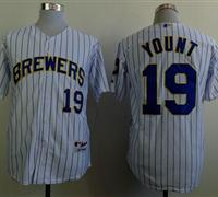 Milwaukee Brewers #19 Robin Yount White(Blue Strip) Stitched Baseball Jersey