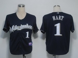milwaukee brewers 1 hart dark blue cool base m jersey