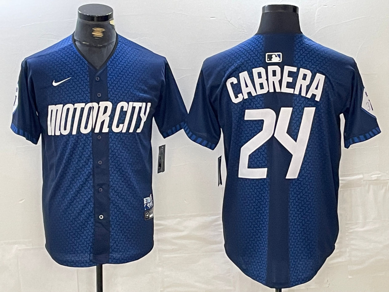 Men's Detroit Tigers #24 Miguel Cabrera 2024 Navy City Connect Cool Base Limited Stitched jerseys 3