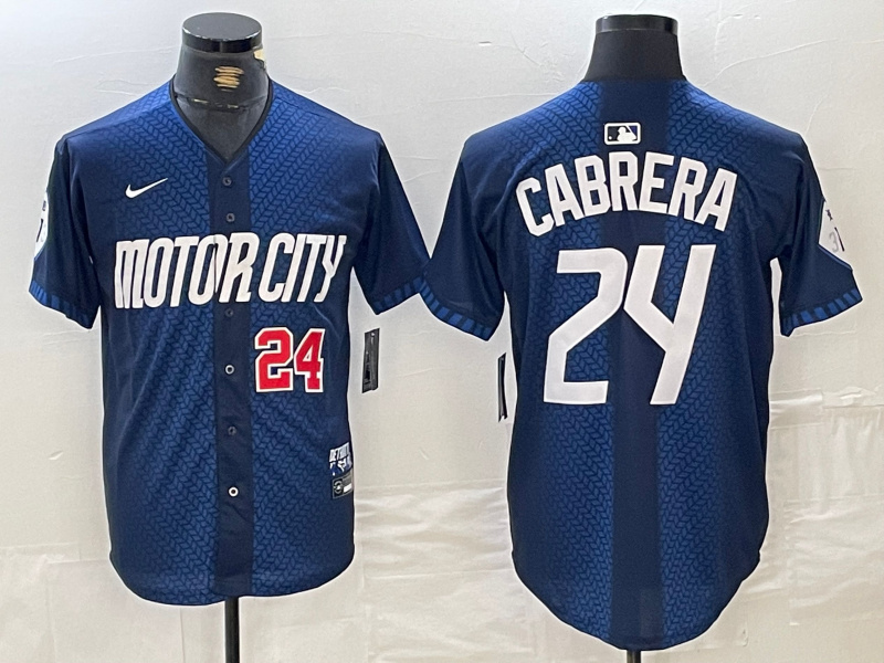 Men's Detroit Tigers #24 Miguel Cabrera 2024 Navy City Connect Cool Base Limited Stitched jerseys 1
