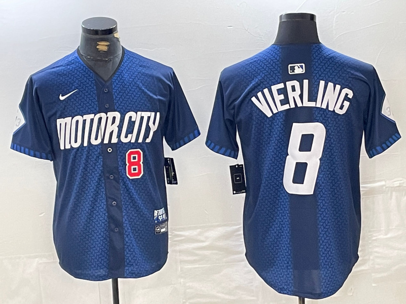 Men's Detroit Tigers #8 Matt Vierling 2024 Navy City Connect Cool Base Limited Stitched jerseys 4