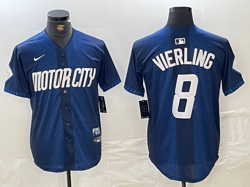 Men's Detroit Tigers #8 Matt Vierling 2024 Navy City Connect Cool Base Limited Stitched jerseys 3
