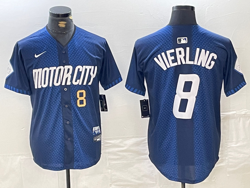 Men's Detroit Tigers #8 Matt Vierling 2024 Navy City Connect Cool Base Limited Stitched jerseys 1