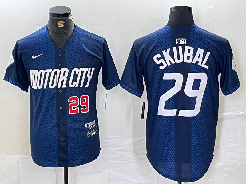 Men's Detroit Tigers #29 Tarik Skubal 2024 Navy City Connect Cool Base Stitched Limited jerseys