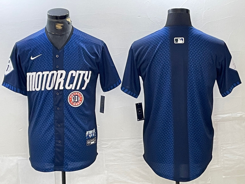 Men's Detroit Tigers Team Big Logo 2024 Navy City Connect Cool Base Limited Stitched Jerseys 3