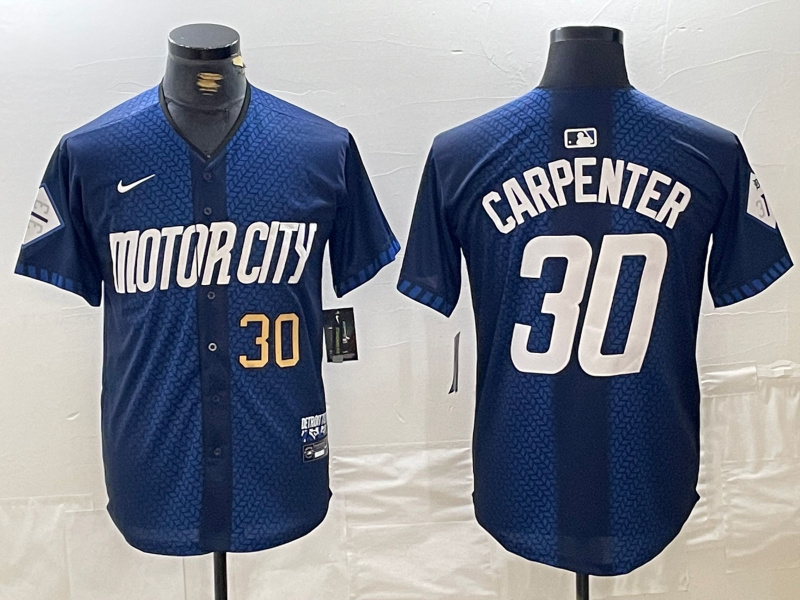Men's Detroit Tigers #30 Kerry Carpenter 2024 Navy City Connect Cool Base Limited Stitched Jersey 3