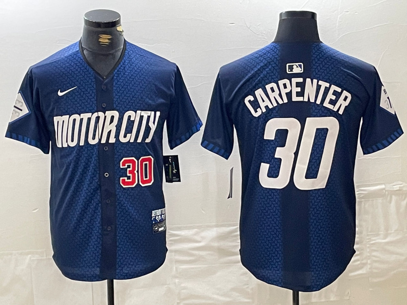 Men's Detroit Tigers #30 Kerry Carpenter 2024 Navy City Connect Cool Base Limited Stitched Jersey 2