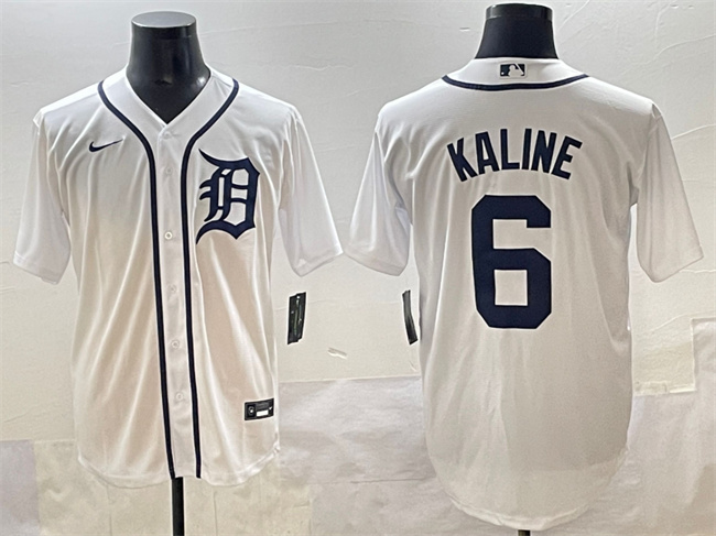Men's Detroit Tigers #6 Al Kaline White Cool Base Stitched Baseball Jersey
