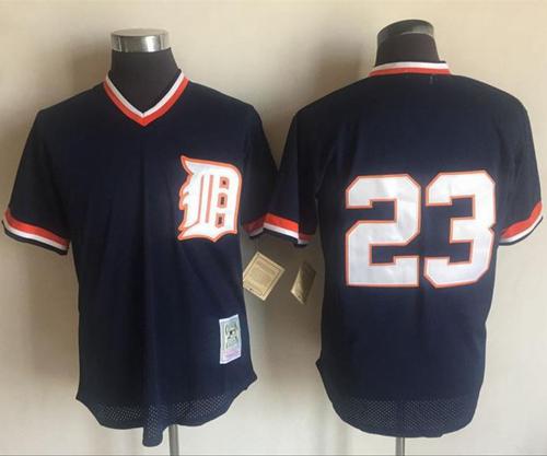 Mitchell and Ness Tigers #23 Kirk Gibson Blue Throwback Stitched MLB Jersey