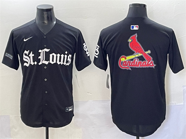 Men's St. Louis Cardinals Team Big Logo Black 'Gothic Legacy Edition' Vapor Premier Limited Stitched Baseball Jersey 1