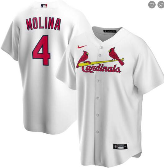Cardinals 4 Yadier Molina White 2020 Nike Cool Base Jersey