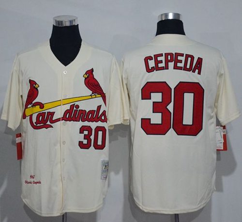 Mitchell And Ness Cardinals #30 Orlando Cepeda Cream Throwback Stitched MLB Jersey