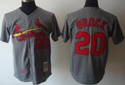 st.louis cardinals 20 lou brock grey m&n mlb jerseys
