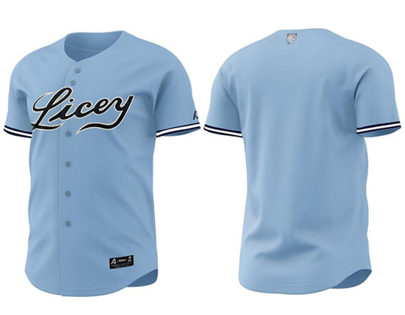 Men's Tigres Del Licey Full Button Blue Stitched Baseball Jersey
