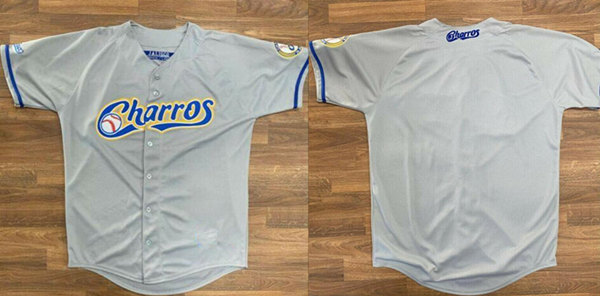 Men's Charros De Jalisco Blank Gray Stitched Baseball Jersey