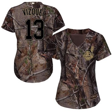 Indians #13 Omar Vizquel Camo Realtree Collection Cool Base Women's Stitched Baseball Jersey