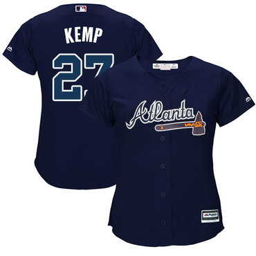 Braves #27 Matt Kemp Navy Blue Alternate Women's Stitched MLB Jersey