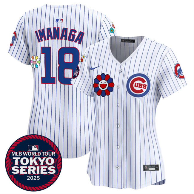 Women's Chicago Cubs #18 Shōta Imanaga White 2025 Tokyo Series Limited Stitched Baseball Jersey(Run Small)