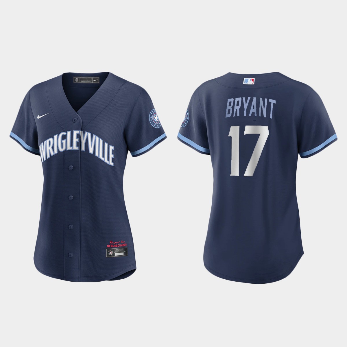 Chicago Cubs #17 Kris Bryant Women's Nike 2021 City Connect Navy MLB Jersey