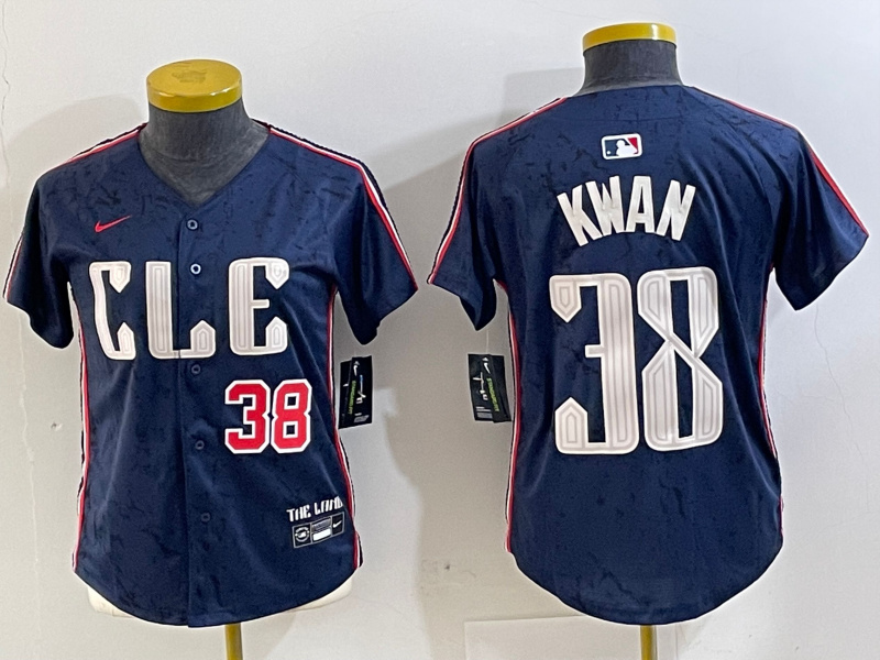 Women's Cleveland Guardians #38 Steven Kwan Navy 2024 City Connect Limited Stitched jerseys 3