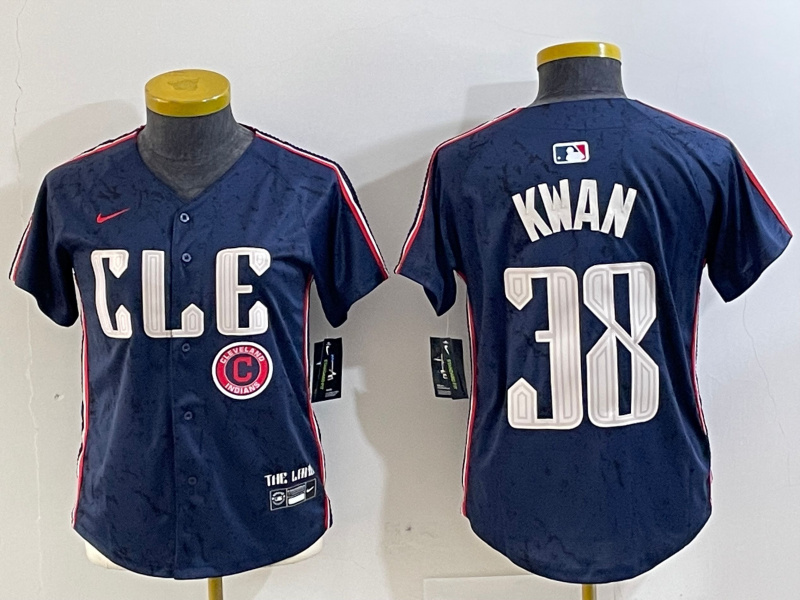 Women's Cleveland Guardians #38 Steven Kwan Navy 2024 City Connect Limited Stitched jerseys 2