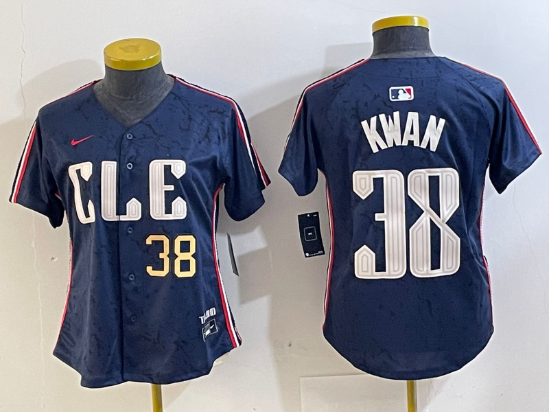 Women's Cleveland Guardians #38 Steven Kwan Navy 2024 City Connect Limited Stitched jerseys 1