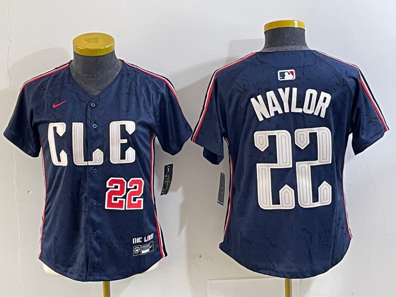 Women's Cleveland Guardians #22 Josh Naylor Navy 2024 City Connect Limited Stitched jerseys 1