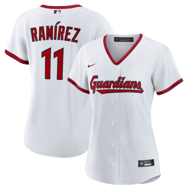 Women's Cleveland Guardians #11 José Ramírez White Cool Base Stitched Baseball Jersey(Run Small)