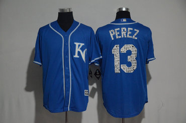 Royals 13 Salvador Perez Royal 2017 Spring Training Cool Base Jersey