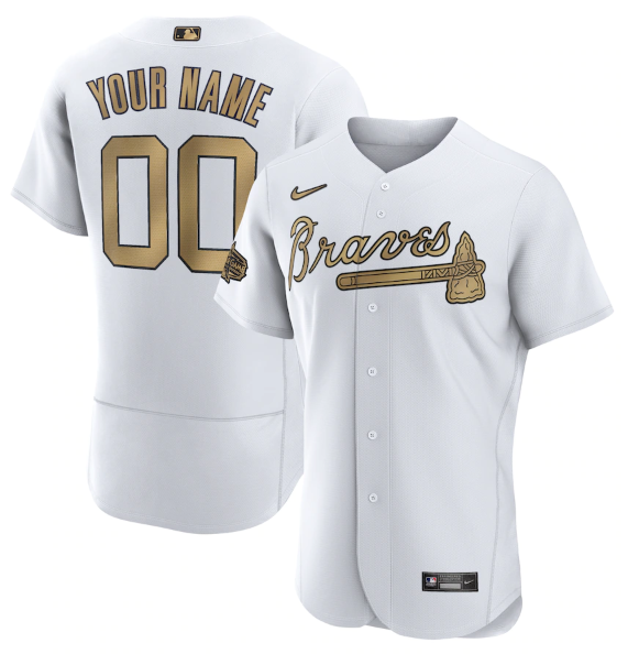 Men's Atlanta Braves Active Player Custom 2022 All-Star White Flex Base Stitched MLB Jersey