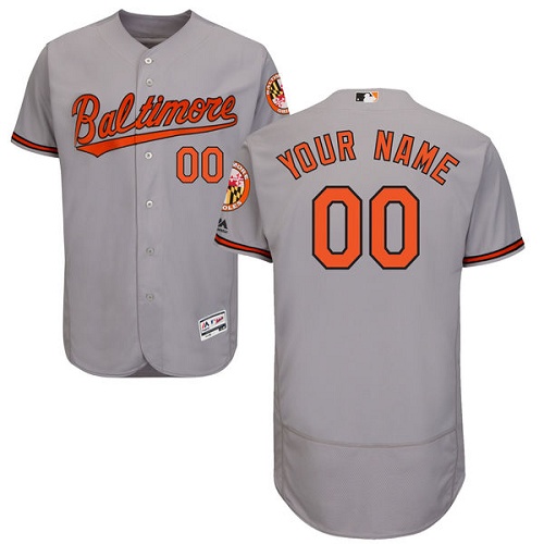 Baltimore Orioles Gray Men's Flexbase Customized Jersey