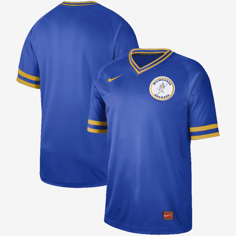 Customized Brewers Royal Throwback Jersey
