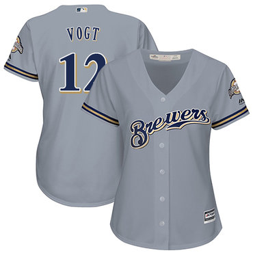 Brewers #12 Stephen Vogt Grey Road Women's Stitched MLB Jersey