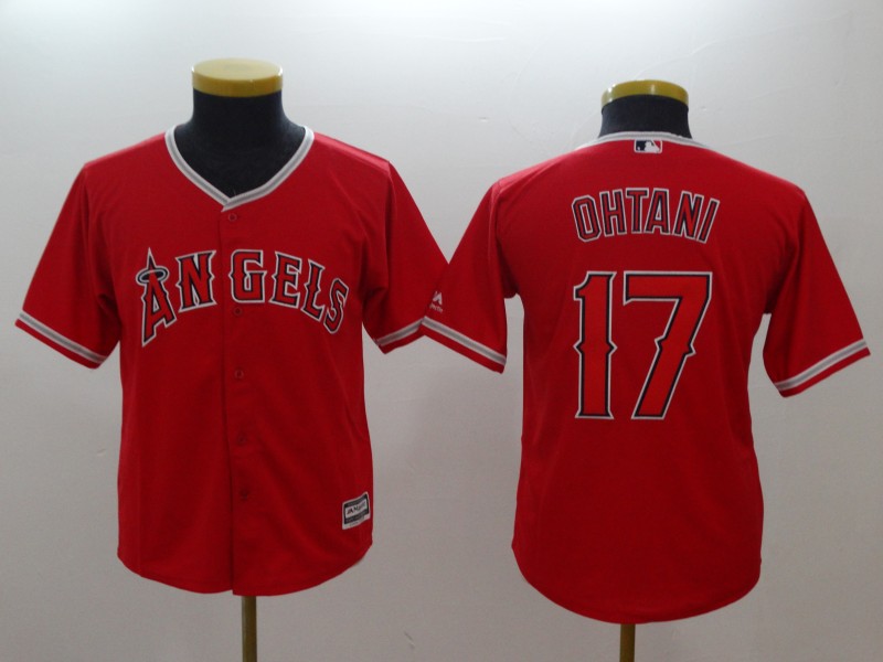 Youth Angels 17 Shohei Ohtani Red Youth Cool Base Jersey
