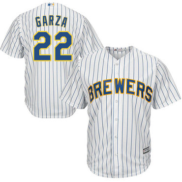 Brewers #22 Matt Garza White Strip Cool Base Stitched Youth MLB Jersey