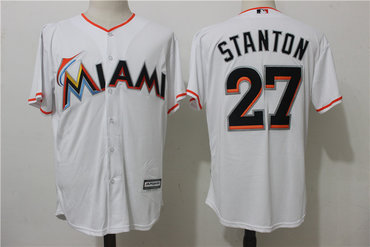 Marlins 27 Giancarlo Stanton White Cool Base Jersey