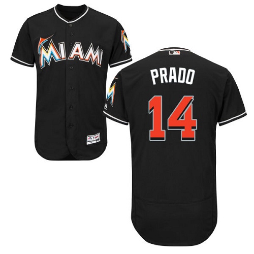 marlins #14 Martin Prado Black Flexbase Authentic Collection Stitched MLB Jersey