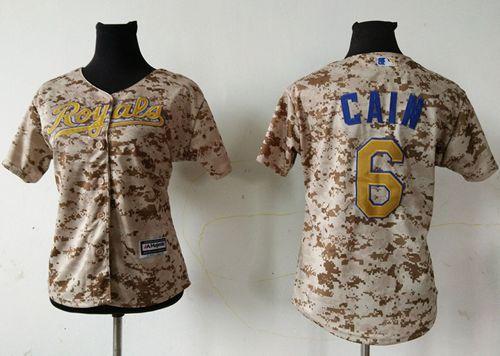 Women's Royals #6 Lorenzo Cain Camo Fashion Stitched MLB Jersey