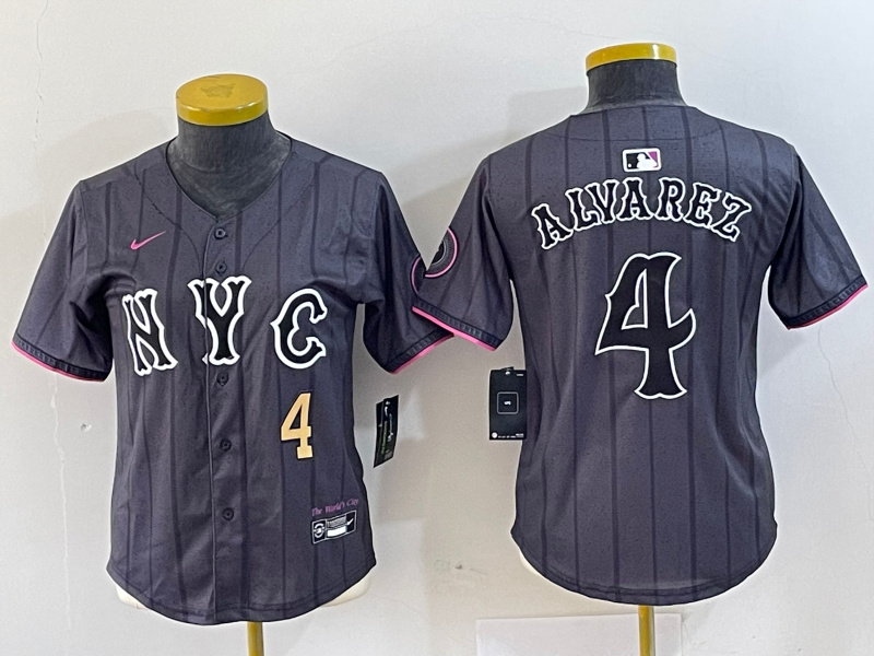 Women's New York Mets #4 Francisco Alvarez Graphite 2024 City Connect Limited Stitched Baseball Jersey 7